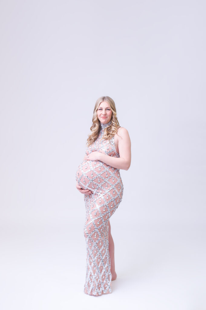 Maternity mama in a glam gown 